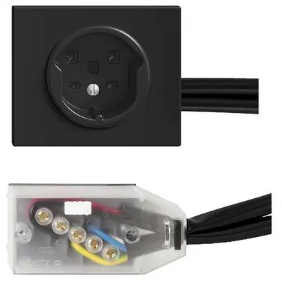 Presa INS T25 16A nero per cavo piatto Technofil 