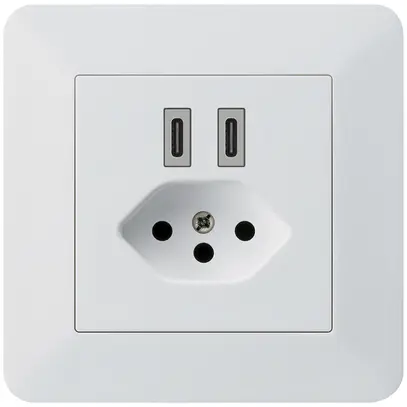 Presa di carica USB INC Hager kallysto.trend C-C 20W+T13 5V 94×94mm bianco 