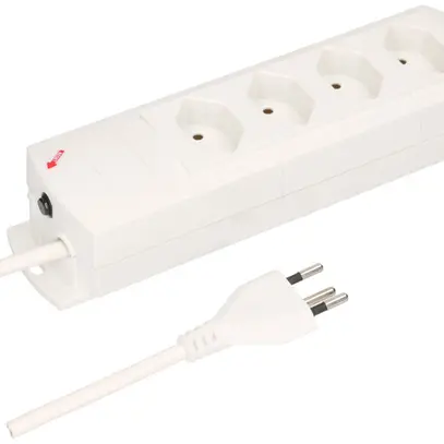 Presa multipla MH 4×T13 Prime-Line Td 3×1mm² 5m bianco 
