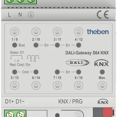 Gateway DALI AMD Theben S64 KNX, 1-canale per 64 partecipante, 4UM 