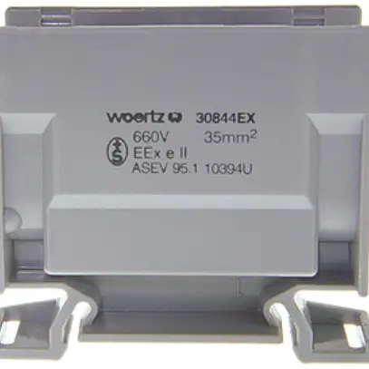 Morsetto di derivazione Woertz Ex 16…35mm² 125A 750V vite 2×1 guida DIN 35mm gr 