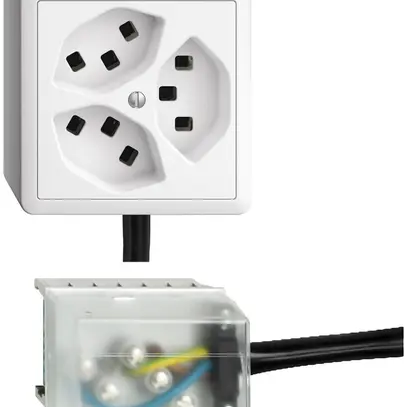 Prise AP 3×T23 16A blanc L3 EDIZIOdue pour Ecobus power 