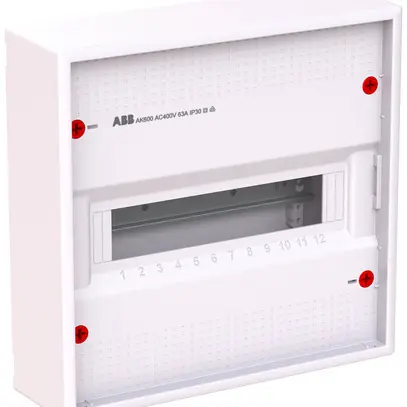 Distributore AP ABB AK612N2, 1-fila, 12UM, 328×339×99mm, bianco 