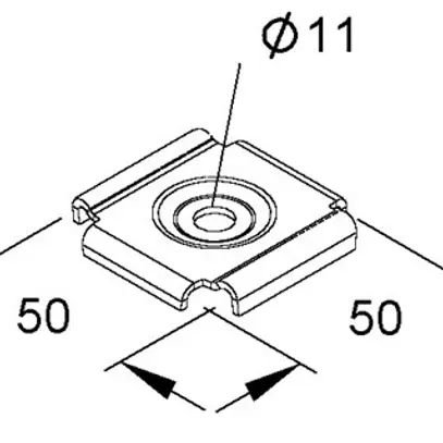 Placca di fissaggio 55×55mm per canale a iglia 