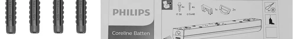 Montageset Philips CoreLine BZS S 21-302 mit 4 Schrauben Ø5×40mm, 4 Dübel 