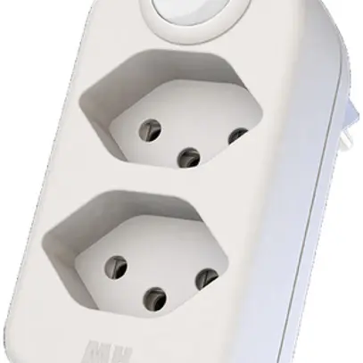 Fiche multiple MAX HAURI ADAPT SPLIT 10A avec interrupteur EN/HORS 2×T13 blanc 