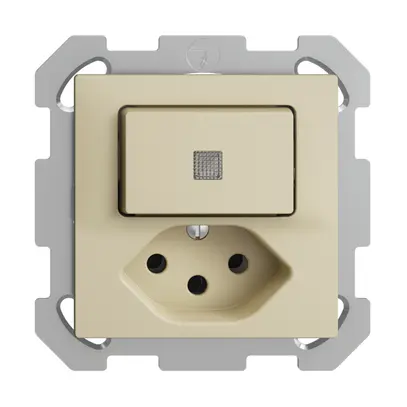 Combinaison lum. ENC A-R/1L+T13 vanille, EDIZIOdue avec lent. LED jaune 