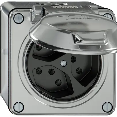 Presa AP ELEMENT 3×tipo 13 10A 250V IP20 con coperchio alluminio 