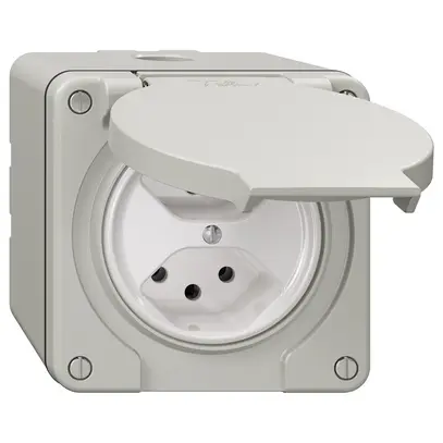 Presa NAP NEVO, 2×T13, IP21, grigio chiaro 