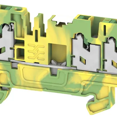 Morsetto passaggio componibile S3C 2.5 PE DL 2.5mm² SNAP IN 3×1 DIN35 ve/gi 
