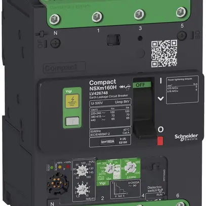 Disgiuntore di potenza Schneider Electric NSXm100E Vigi 100A 4P 16kA EVERLINK 