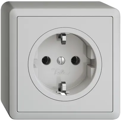 Prise AP Feller EDIZIOdue Schuko 16A 230V 74×74mm gris clair 