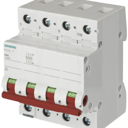 Interruttore AMD Siemens SENTRON 5TL1, 63A/440V 3L 3Ch+N, leva rosso, 4UM 