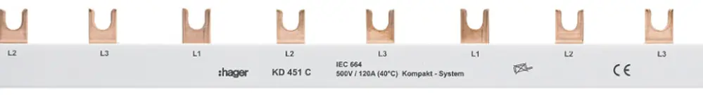 Pettine di raccordo Hager 3P 3L forca 16mm² 80A 1000mm bianco 