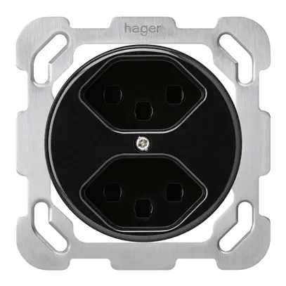 Insert pour prise ENC basico 2×type 23 noir avec bornes enf. 