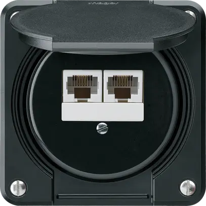 Scatola di raccordo INC robusto IP55 nero 2×RJ45/u parallele per combinazione 