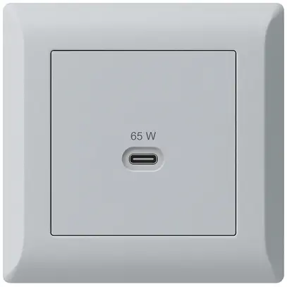 Prise de charge USB ENC Hager kallysto.line type C 65W 3250mA gris clair 