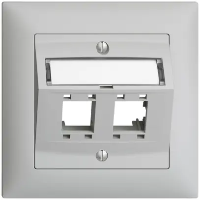 Kit montaggio ENC Edue, c.cappa di uscita obliqua, per 2×RJ45, grigio chiaro 
