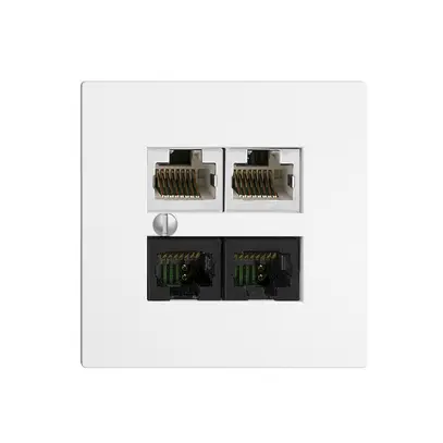 Boîte 4×RJ45 2×u/2×s EDIZIOdue blanc R&M swissline NT 2ab 