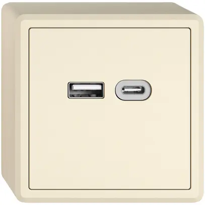 Presa di ricarica USB AP EDIZIO.liv SNAPFIX® 230VAC 18W 1×USB A 1×USB C cr 
