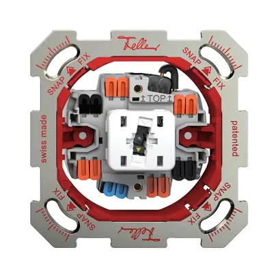 Interrupteur à poussoir lumineux ENC Feller SNAPFIX® 3/2L lent.front.KS jn 
