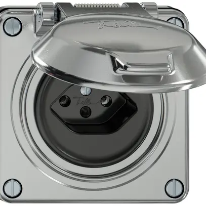 UP-Steckdose ELEMENT SNAPFIX® 1×Typ 13 10A 250V mit Klappdeckel IP20 alu 