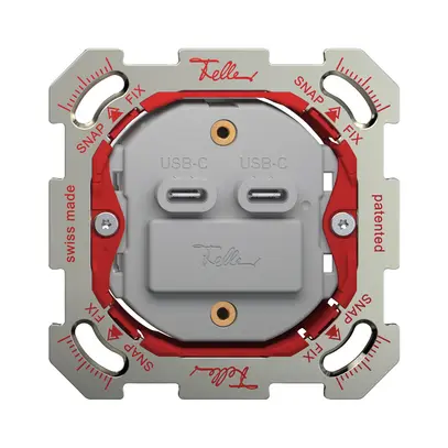 Presa di ricarica USB INC Feller SNAPFIX® 230VAC 18W 2×USB C 