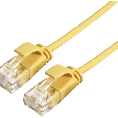 Patchkabel RJ45 ROLINE Slim, Kat.6A U/UTP, rund, gelb, 0.5m 