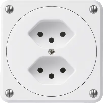 Presa INC robusto 2×tipo 13 bianco senza copercchio per combinazione 