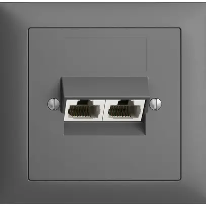 Prise INC 2×RJ45/u 8P sép.EDIZIOdue gris foncé, ITplus 