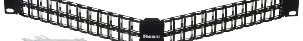 Patchpanel Panduit 48-Port Keystone 2HE, abgewinkelt, schwarz 