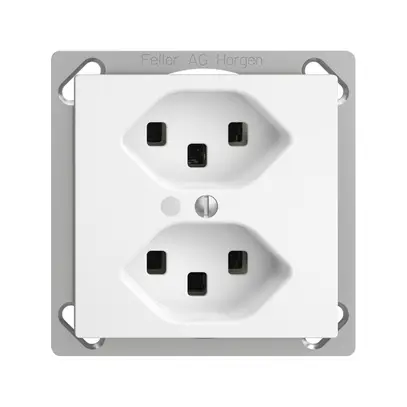 Presa INS 2×T23 16A bianco con LED verde EDIZIOdue 