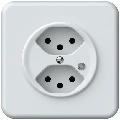 Presa INC origin 2×tipo 13 lum.verde 10A 230V 92×92mm bianco 