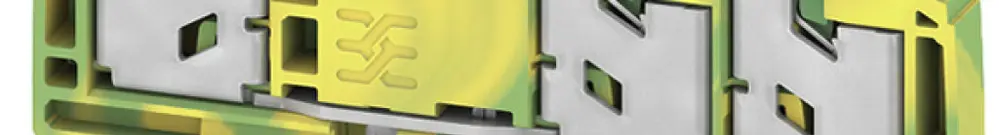 Morsetto di passaggio componibile WM S3C 4 PE 4mm² SNAP IN 3×1 DIN35 ve/gi 
