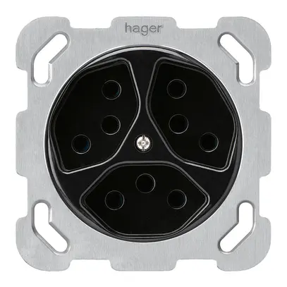 Insert pour prise ENC basico 3×type 13 avec plaque de fixation noir 