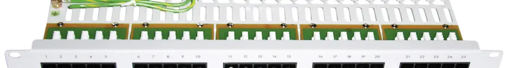 Pannello patch 19" 1UA voice cat3 25×RJ45 4p n.scherm., grigio chiaro 
