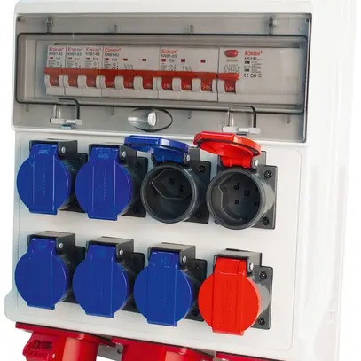 Distributeur de courant Steffen 32A 6×T23 2×T25 1×CEE16 1×CEE32 avec FI IP44 