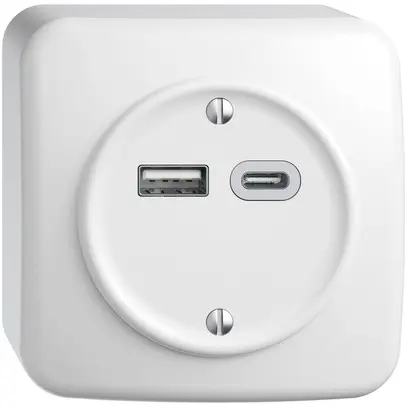 Prise de charge USB AP STANDARDdue SNAPFIX® 230V AC 18W 1×USB A 1×USB C bc 