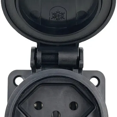 Prise INC T13, 250V, 10A, IP55, clapet, noir 
