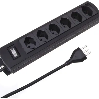 Prise multiple MH 6×T23 Prime-Line Td 3×1.5mm² 5m noir 