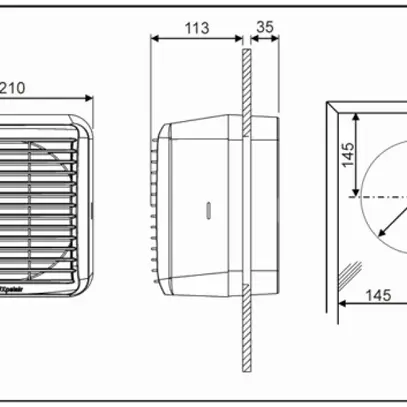 Ventilatore finestra/murale XPELAIR GX-6 EC Ø184mm irregolabile grigio chiaro 