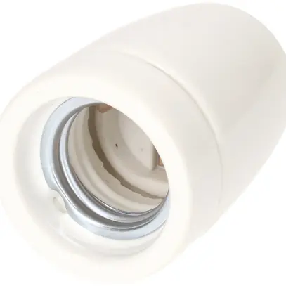 Portalampada E27 porcellana M10×1 bianco liscio 