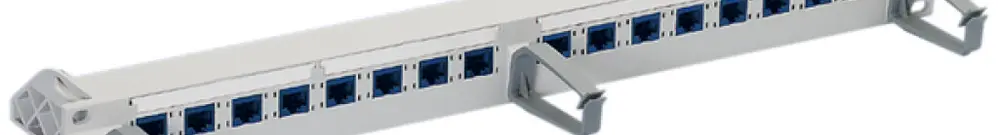 Pannello patch 19"R&M 1UA Rack 16×RJ45/u freenet cat.6 grigio 
