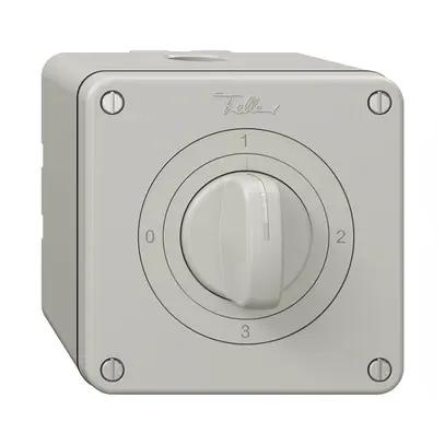 NAP-Drehschalter NEVO, 5/2L, mit Drehgriff, KS, 0-1-2-3, lichtgrau 