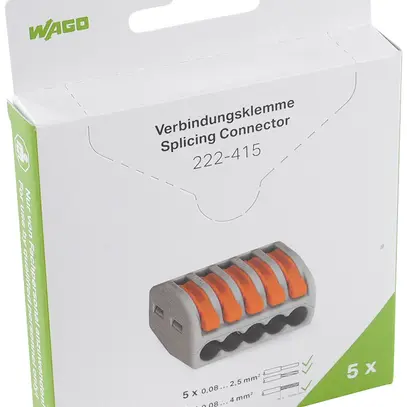Borne de connexion WAGO 222-415 en blister 5 pièces 5L 0.08…4mm² 32A 400V gris 