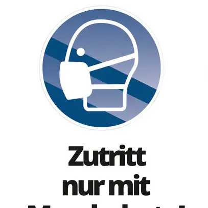 Placca di avviso CIMCO "Zutritt nur mit Mundschutz" 297×420mm 