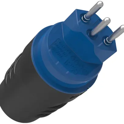 Spina tipo 13 Ferratec L+N+PE 10A 250V diritto gomma IP55 ne-bl 