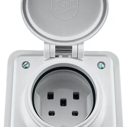Presa INC Electro-Mica 1×T25 16A 400V IP55 con coperchio bianco 