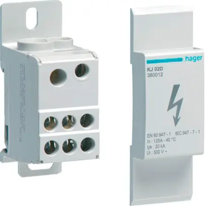 Blocco ripartitore Hager 125A 1L 1×10…35mm² + 1×1.5…16mm² 6×1.5…16mm² 