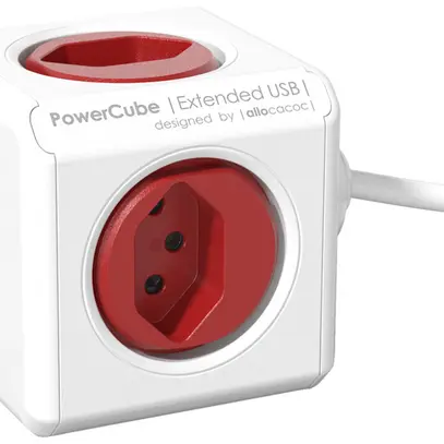 Mehrfachstecker PowerCube Extended 4×T13 2×USB-A 1.5m 3×1mm² rt 